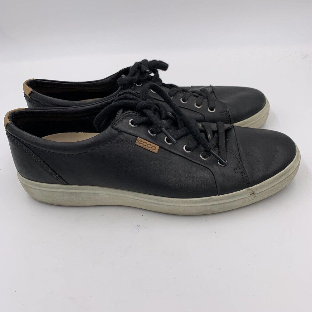 ECCO Soft 7 Mens Black Leather Low Top Lace Up Sneakers Shoes Size EU 46 US 12
